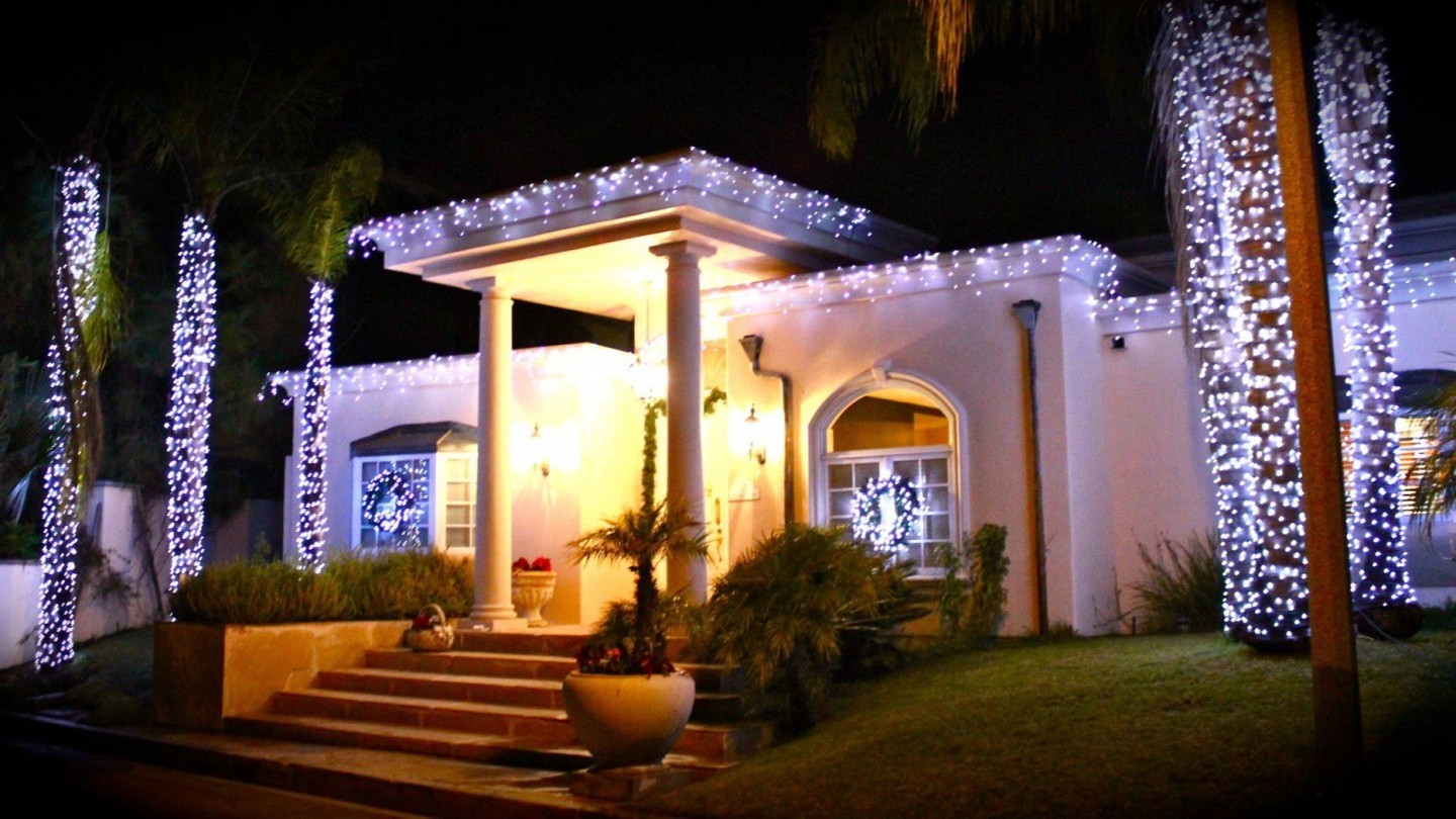 Cool White Icicle with Mini LED Palm Trees